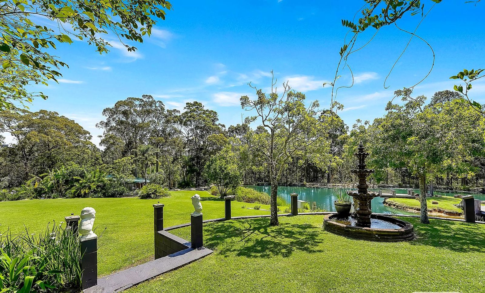 The lawn and water where gatherings would be held